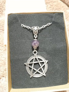 Pentagram & gemstone necklace