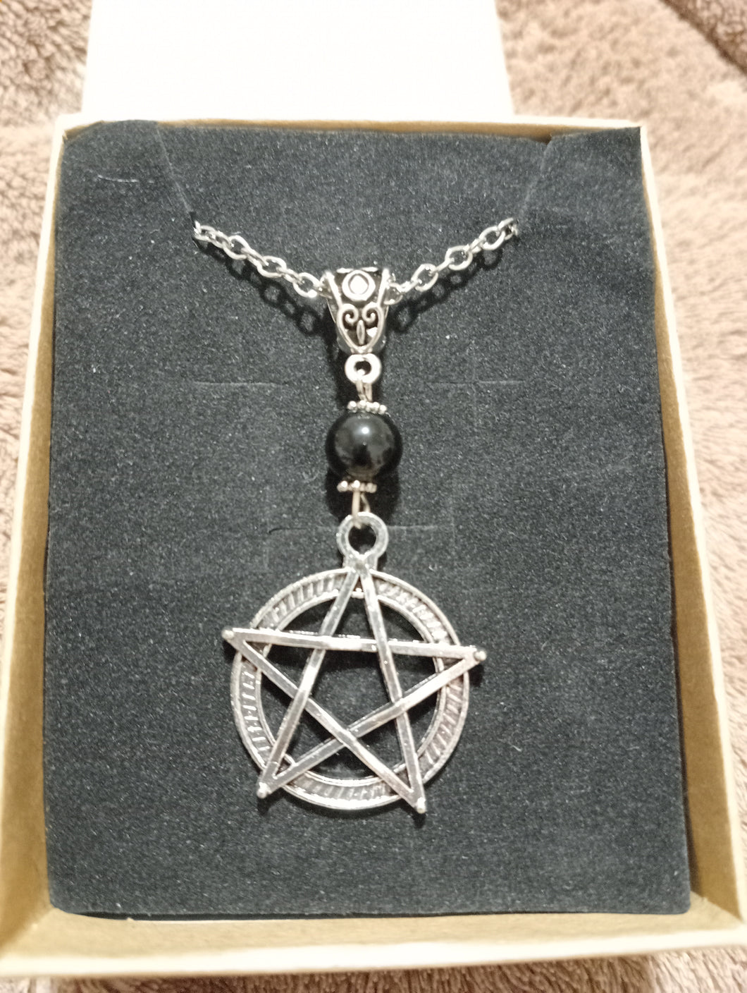 Pentagram & gemstone necklace