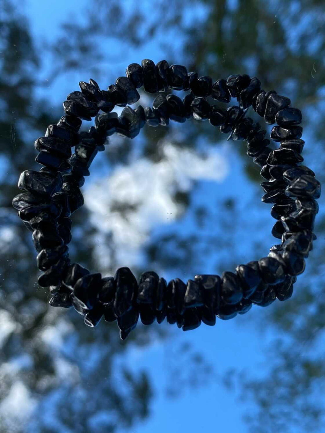 Black tourmaline crystal chip bracelet
